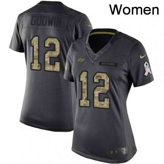 Womens Nike Tampa Bay Buccaneers 12 Chris Godwin Limited Black 2016 Salute to Service NFL Jersey